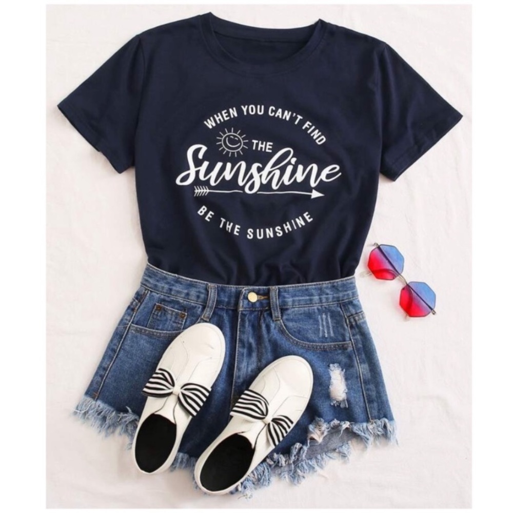 SOLD OUT CLEARANCE When You Can’t Find The Sunshine Navy Graphic Tee - Picture 1 of 3